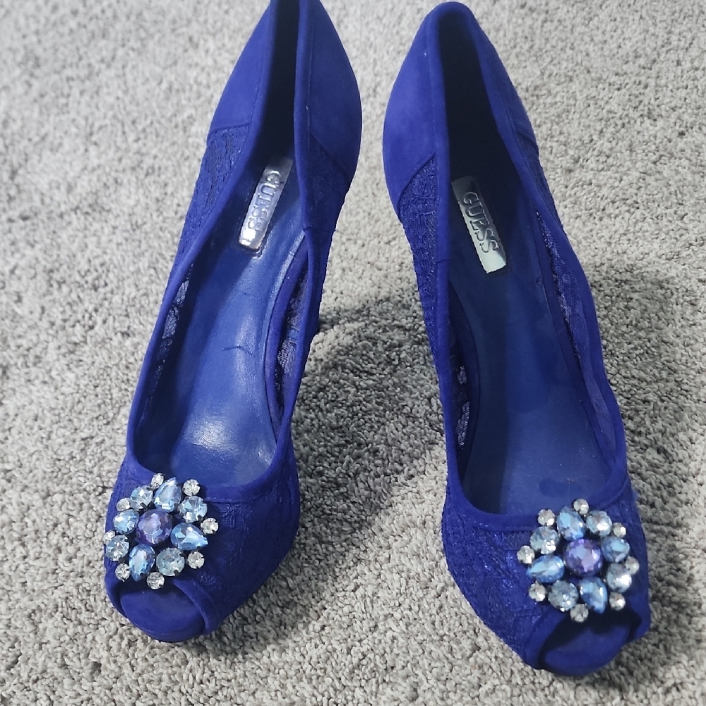 Guess Blue Embellished Heels